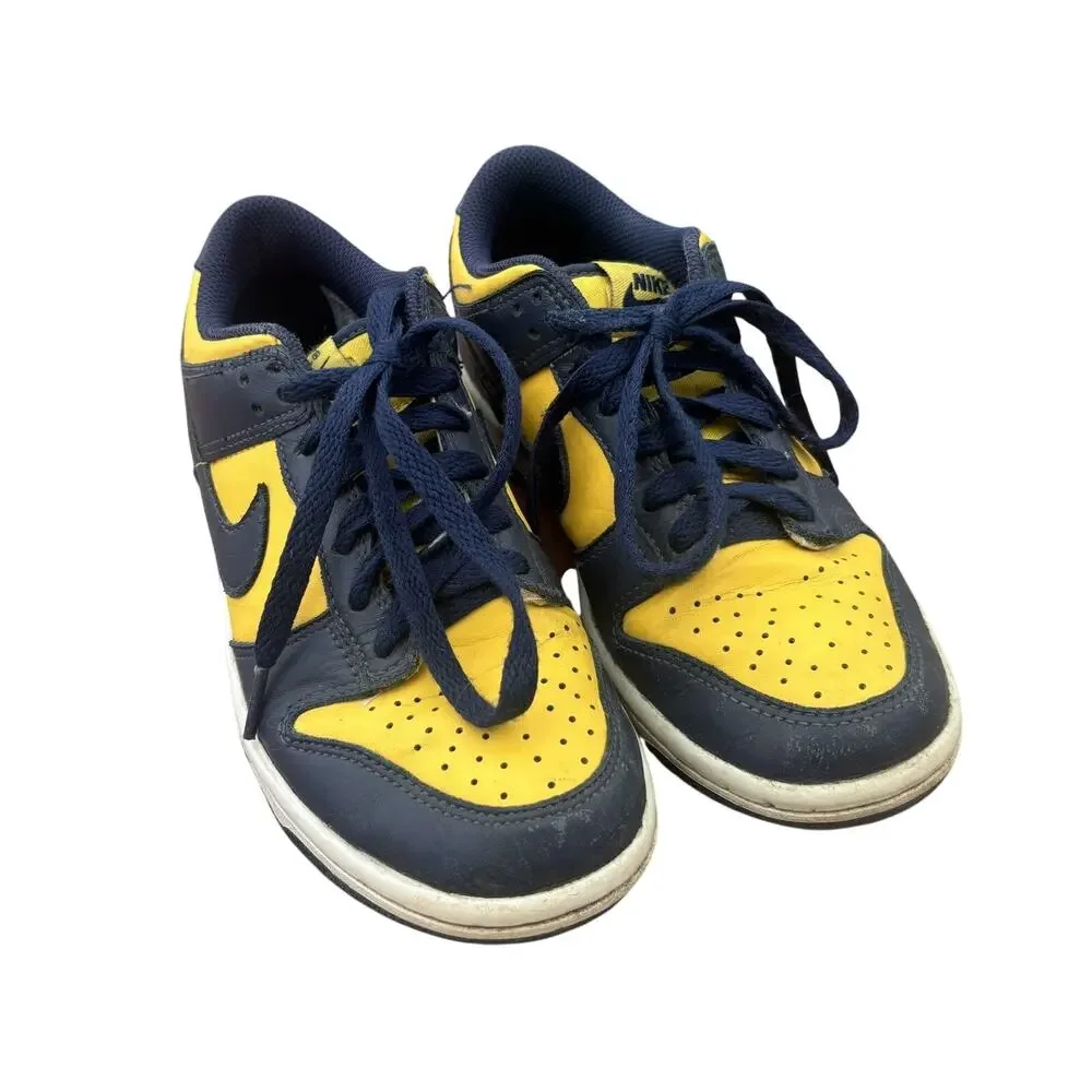 Nike Dunk Low GS Michigan Sneakers Boys Blue Yellow Athletic Shoes CW1588-700
